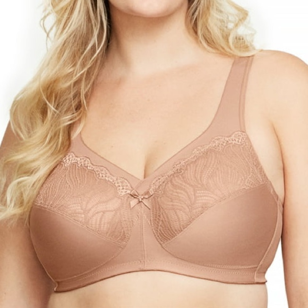 Glamorise Tan Beige Cappuccino 1010 Wireless Unlined MagicLift Support Bra 36F